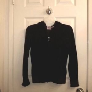 Juicy Couture Velvet Zip Up Hoodie Made in USA, Black